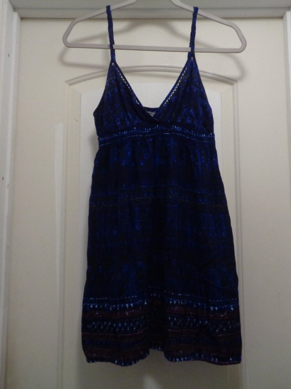 ,MIDNIGHT BLUE W BLACK PRINT ECOTE SUNDRESS SM